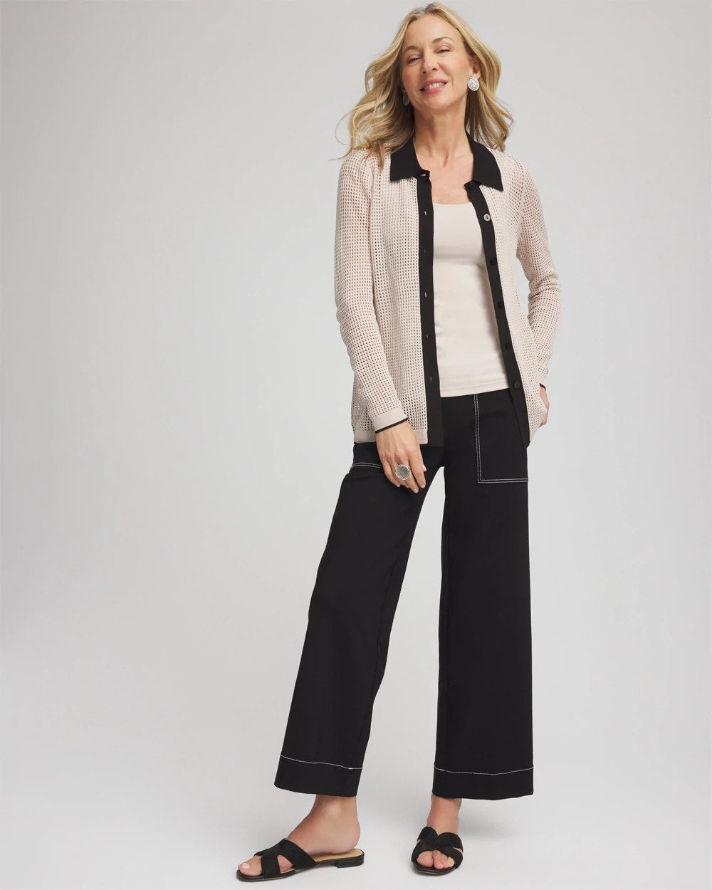 Chico's - Pointelle Polo Cardigan