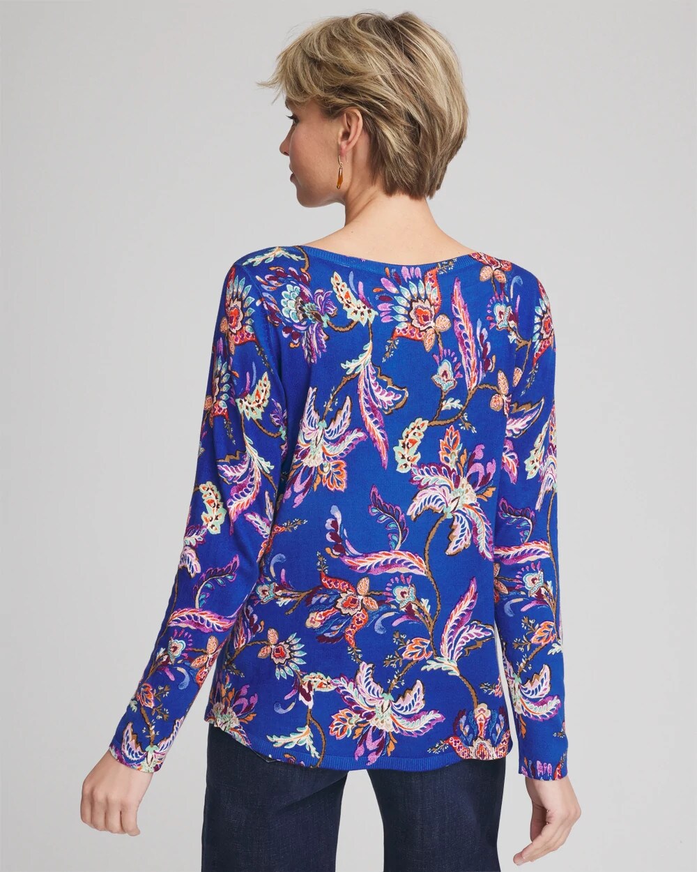 Chico's - Ella Boatneck Printed Pullover Sweater