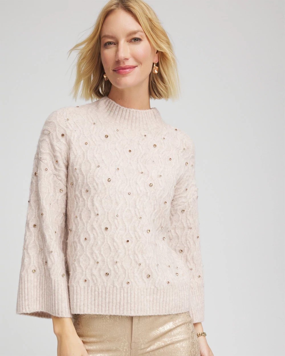 Chico's - Sequined Cable Knit Sweater