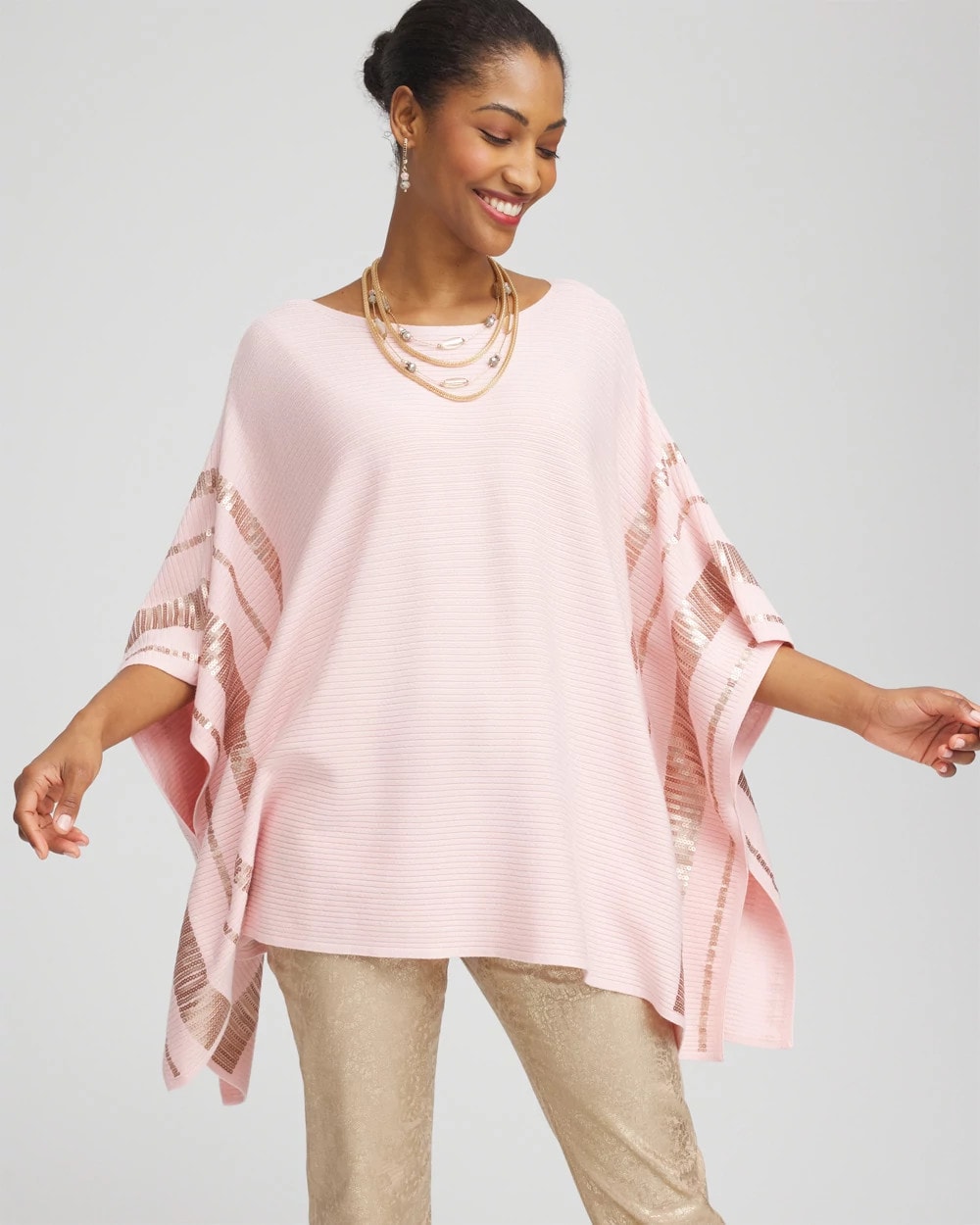 Chico's - Sequin Striped Sweater Poncho