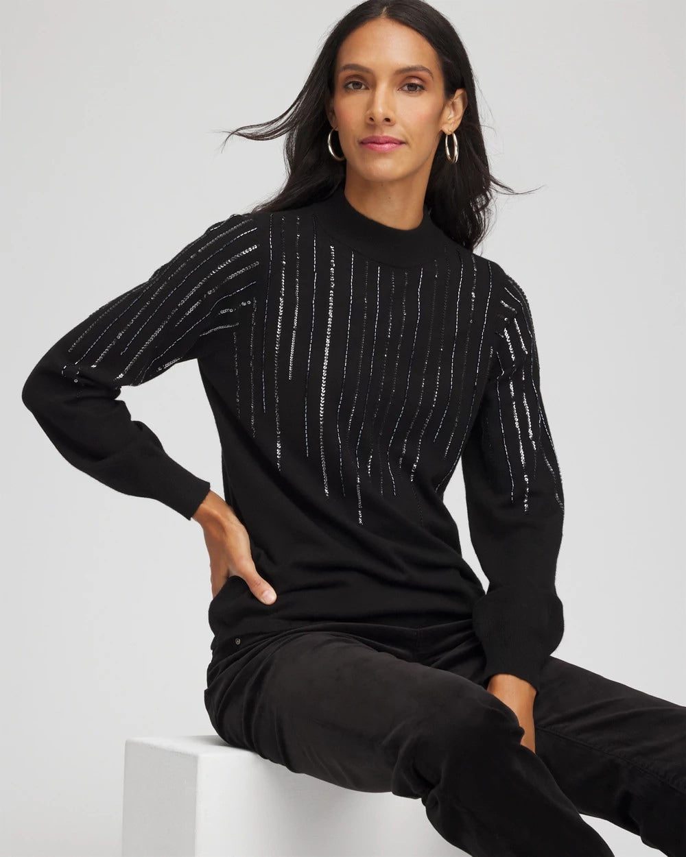 Chico's - Embellished Mockneck Sweater