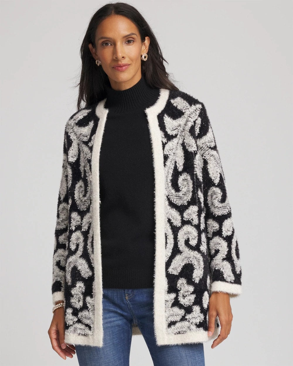 Chico's - Abstract Fuzzy Cardigan