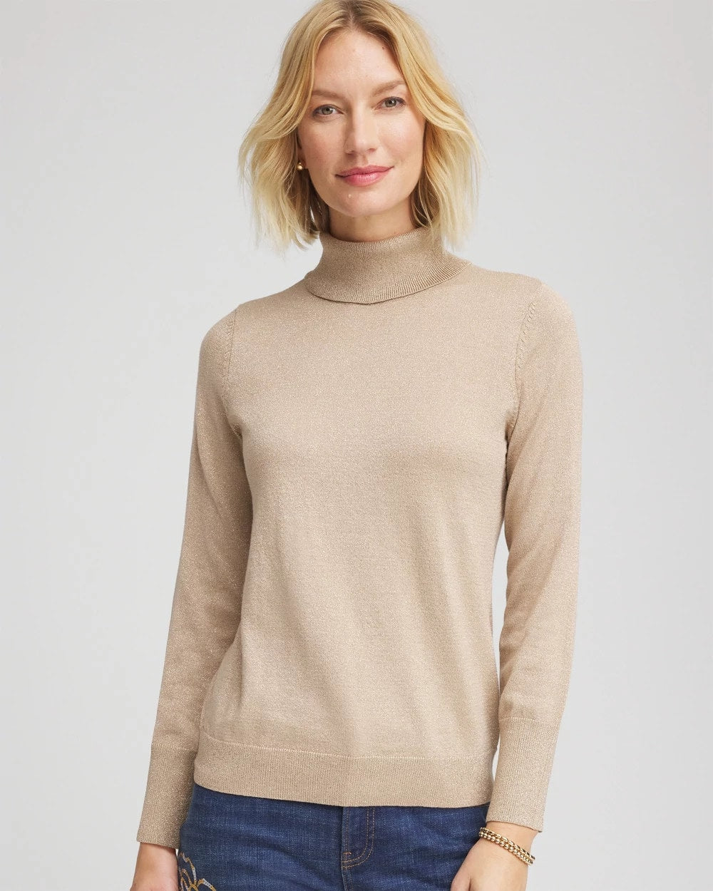 Chico's - Metallic Turtleneck Pullover Sweater