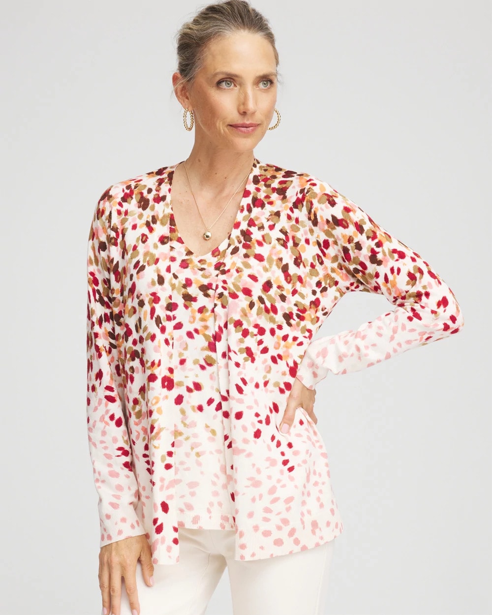 Chico's - Ombré Printed V-Neck Cardigan