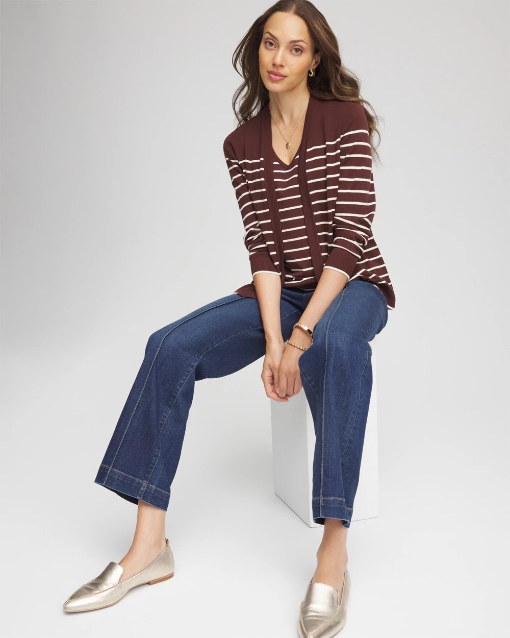 Chico's - Ella Striped Long-Sleeve Cardigan