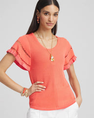 Chico's - Cutout Short-Sleeved Pullover Sweater