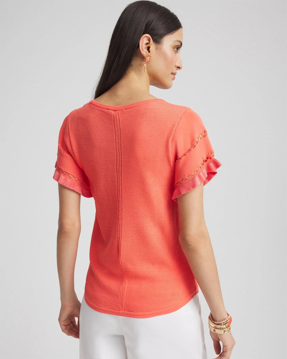 Chico's - Cutout Short-Sleeved Pullover Sweater