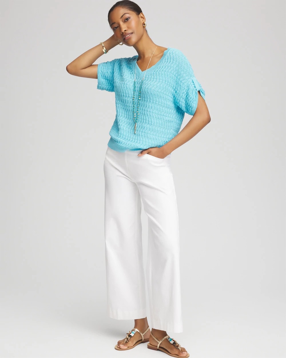 Chico's - Sequin V-Neck Pullover Sweater