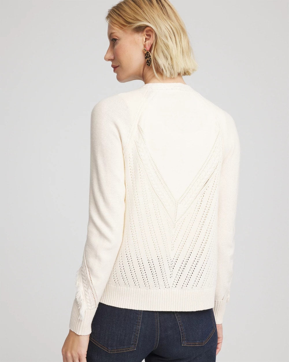 Chico's - Cable Knit Fringed Sweater