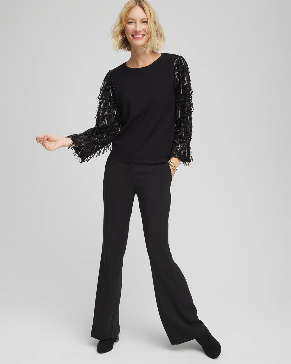 Chico's - Fringe Sequins Pullover Sweater