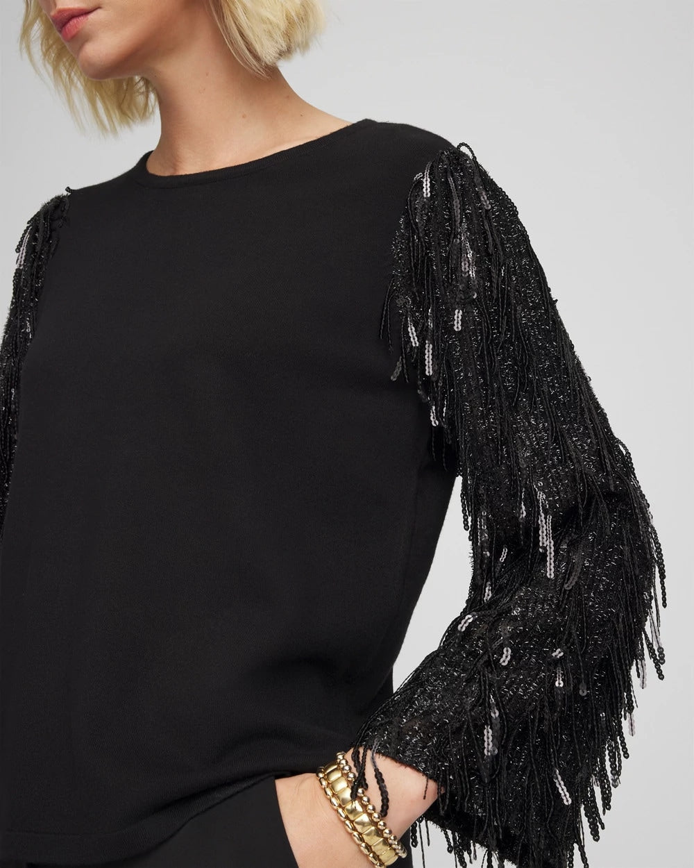 Chico's - Fringe Sequins Pullover Sweater