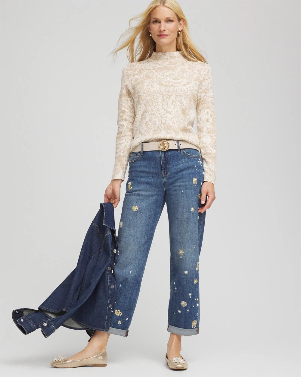 Chico's - Ella Jacquard Mockneck Sweater