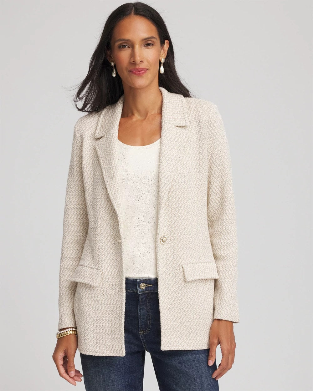 Chico's - Metallic Rhinestone Sweater Blazer