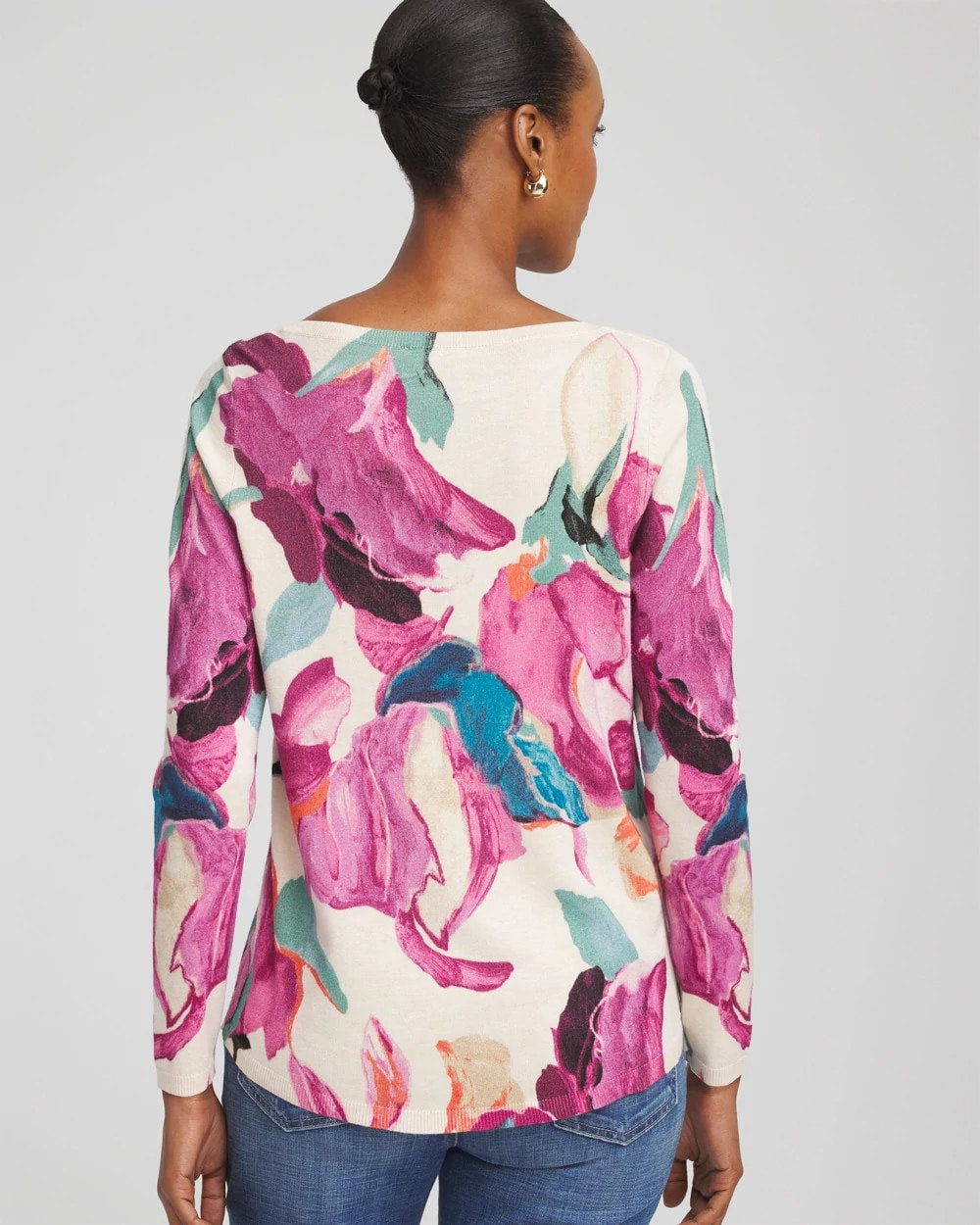 Chico's - Ella Boatneck Watercolor Pullover Sweater