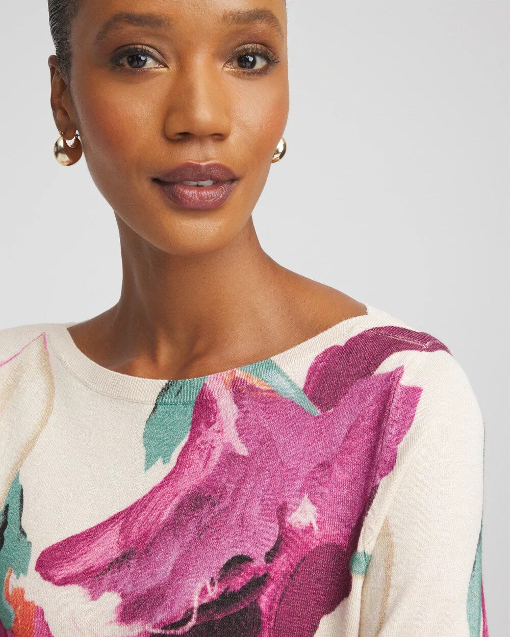Chico's - Ella Boatneck Watercolor Pullover Sweater