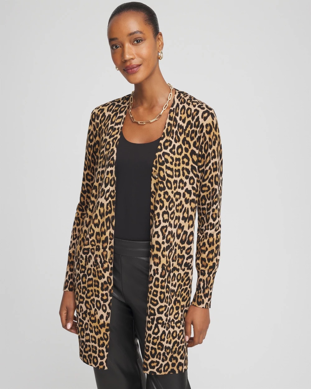 Chico's - Ella Animal-Print Cardigan Sweater