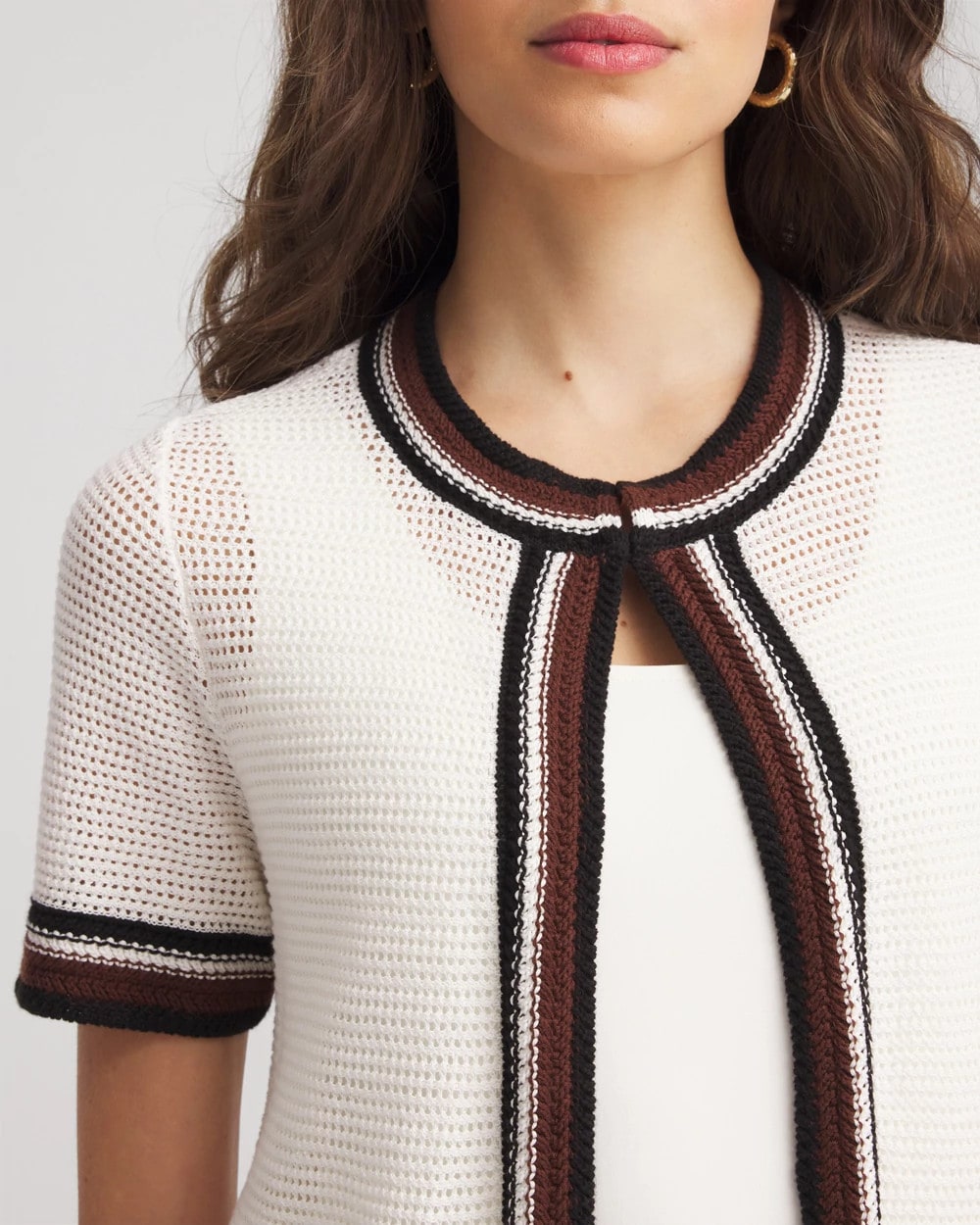 Chico's - Pointelle High-Style Short-Sleeve Cardigan