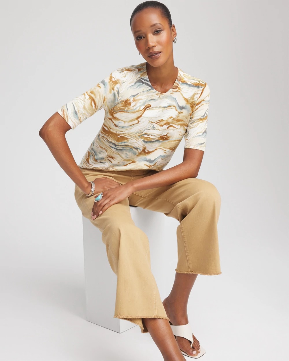 Chico's - Printed Crewneck Sweater
