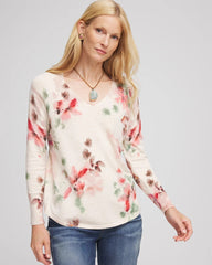 Chico's - Ella Flowers & Cream Pullover Sweater