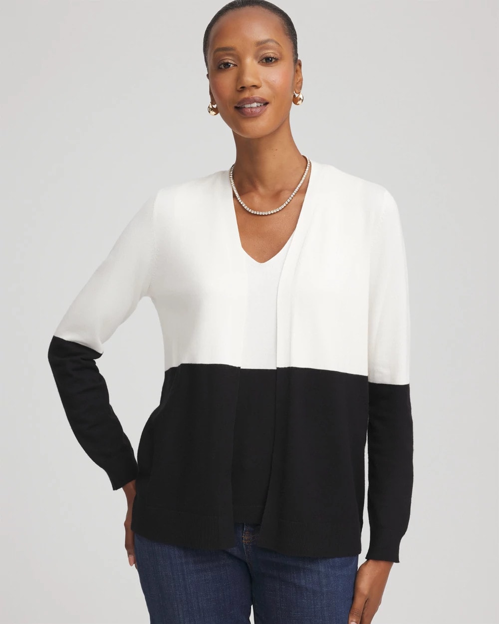 Chico's - Ella Colorblock Long-Sleeve Cardigan