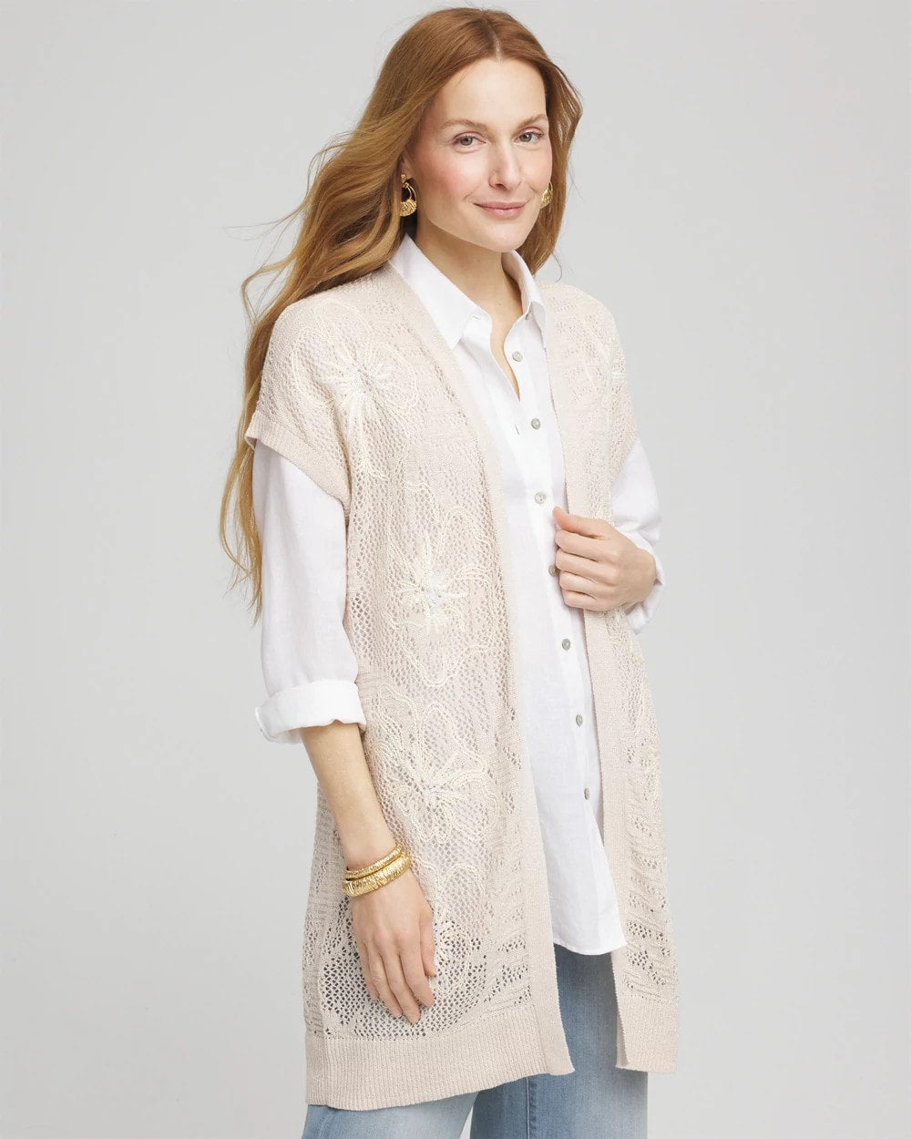 Chico's - Pointelle Open-Front Cardigan