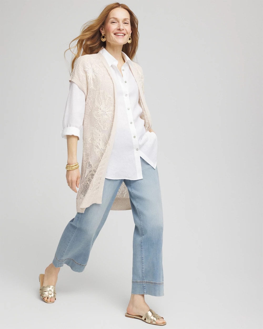 Chico's - Pointelle Open-Front Cardigan