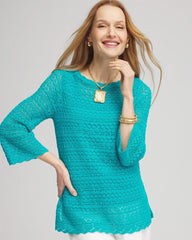 Chico's - Pointelle Bateau-Neck Pullover Sweater