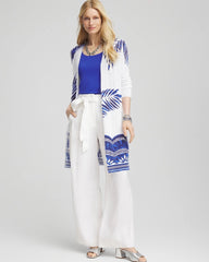 Chico's - Island Motif Pointelle Long Cardigan