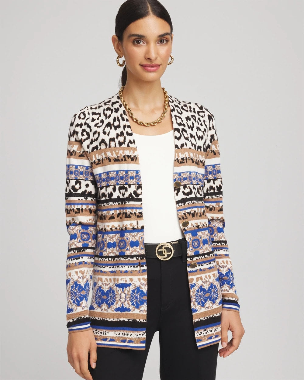 Chico's - Animal Fair Isle Cardigan