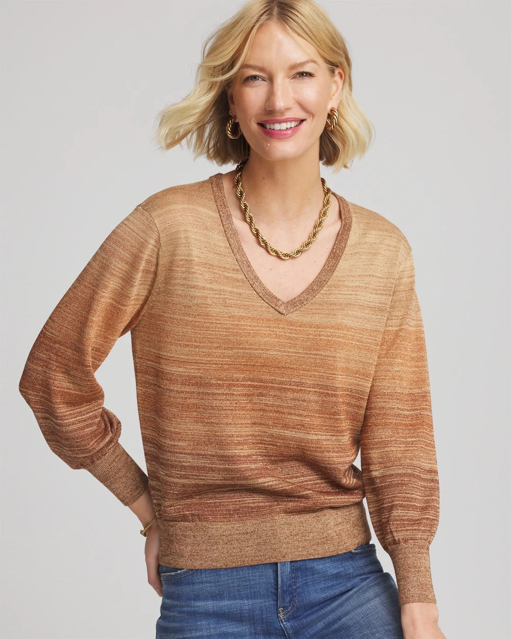 Chico's - Ombre Metallic Pullover Sweater