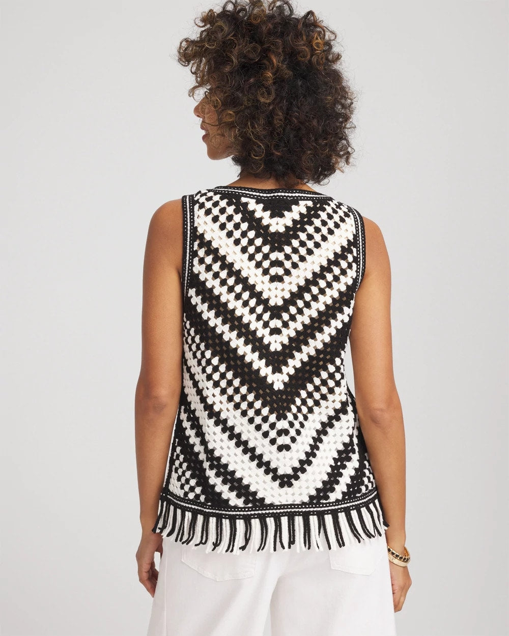 Chico's - Crochet Fringe Sleeveless Sweater Tank