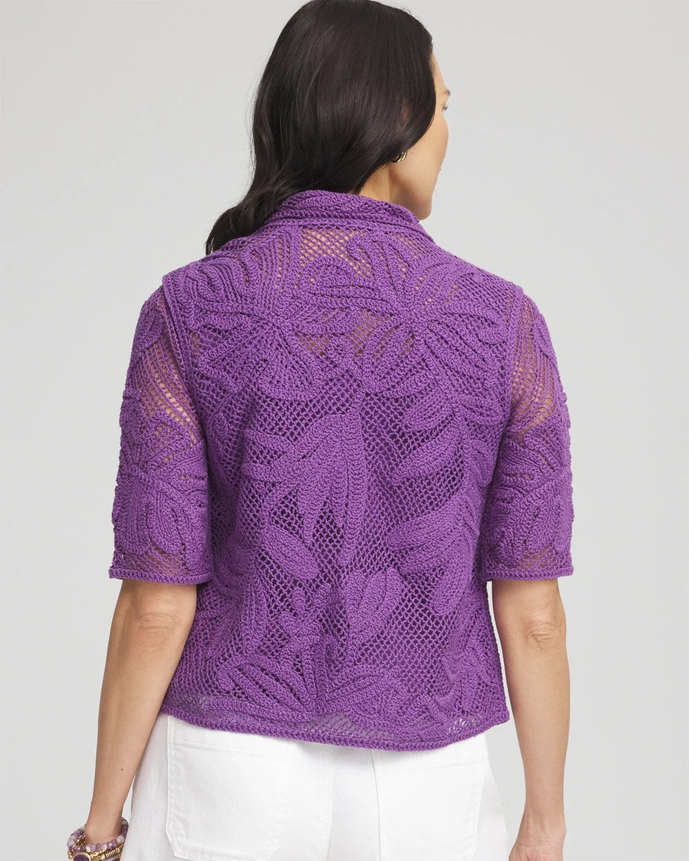 Chico's - Palm-Frond Crochet-Lace Shacket