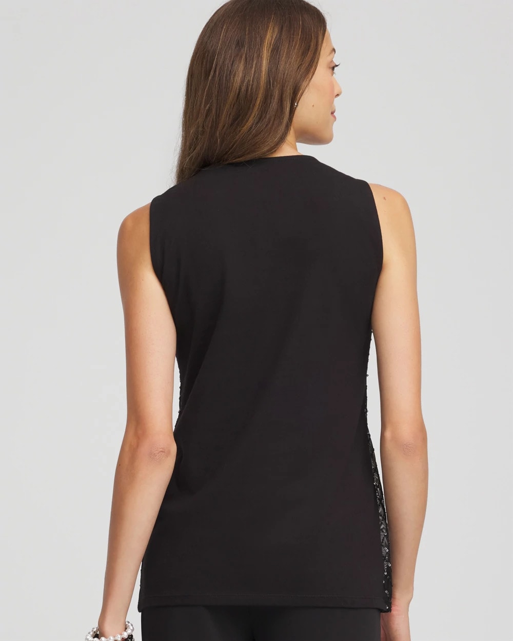 Chico's - Sequin Beaded Notch Neck Tank