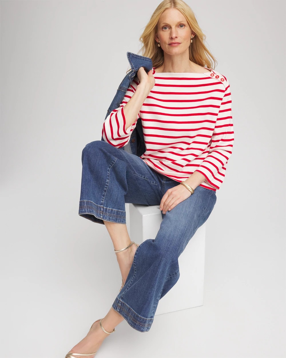 Chico's - Bateau Neck Stripe Top