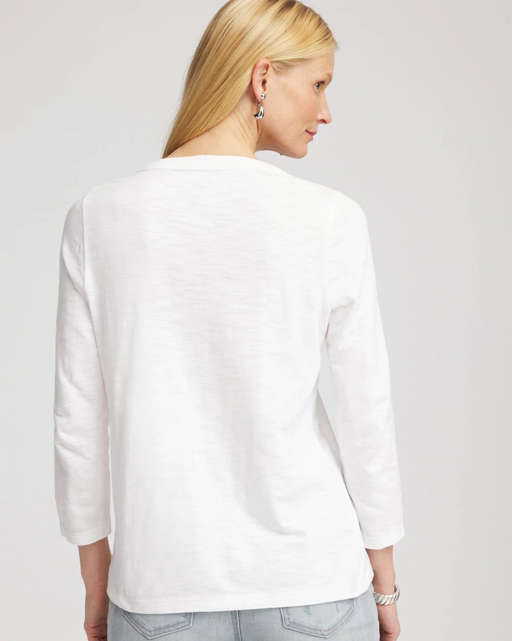 Chico's - Slub Splitneck Button Tee