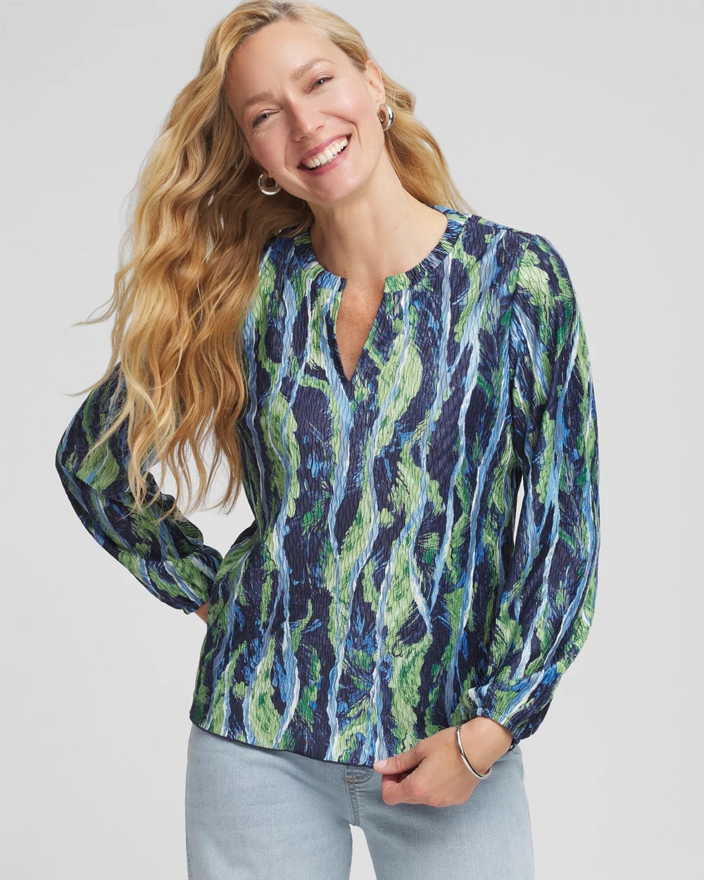 Chico's - Ocean Plume Crinkle Top