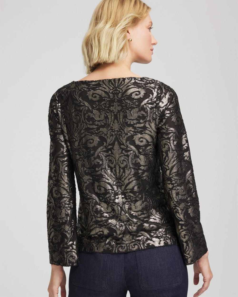 Chico's - Art Deco Burnout Jacquard Top
