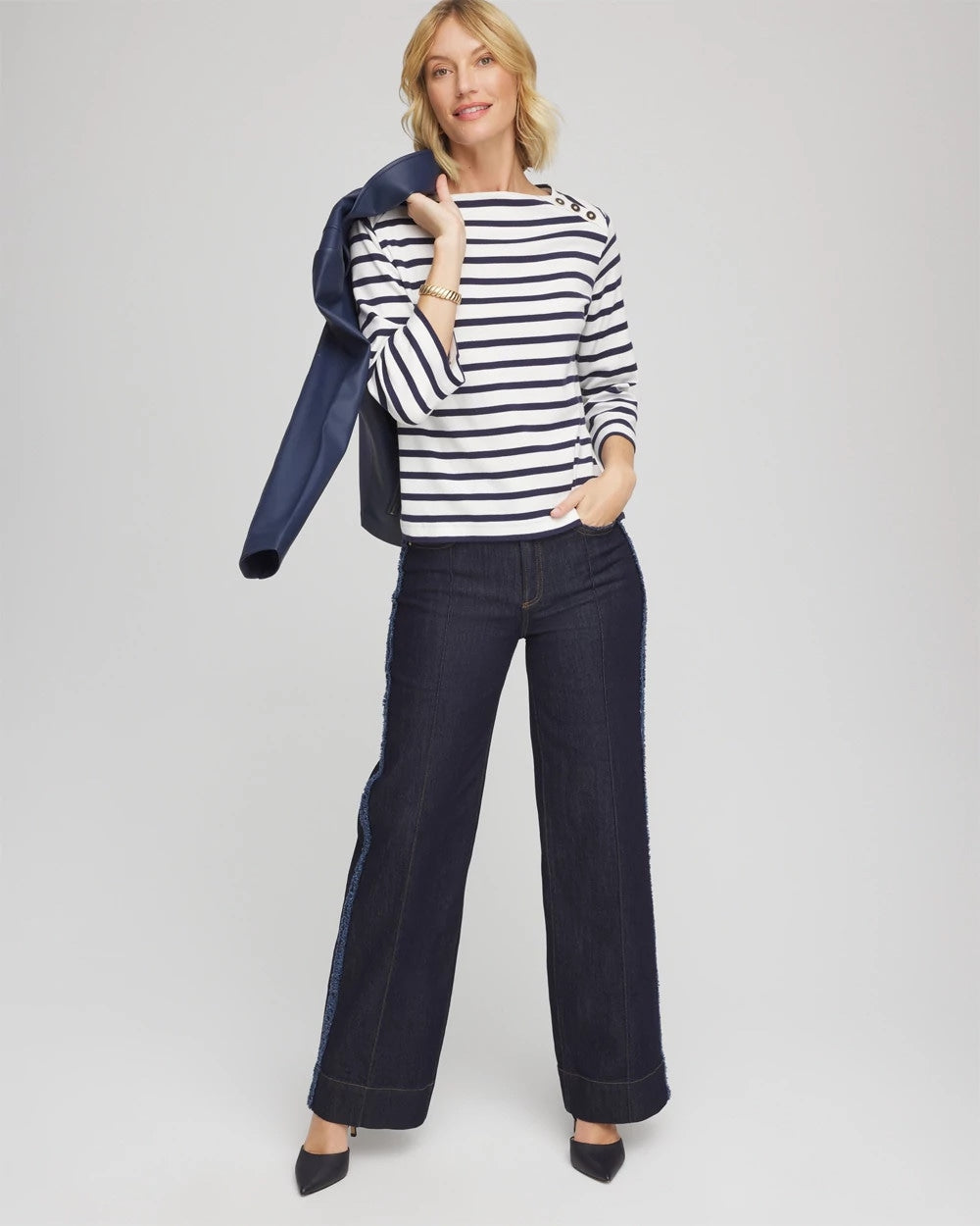 Chico's - Bateau Neck Stripe Top