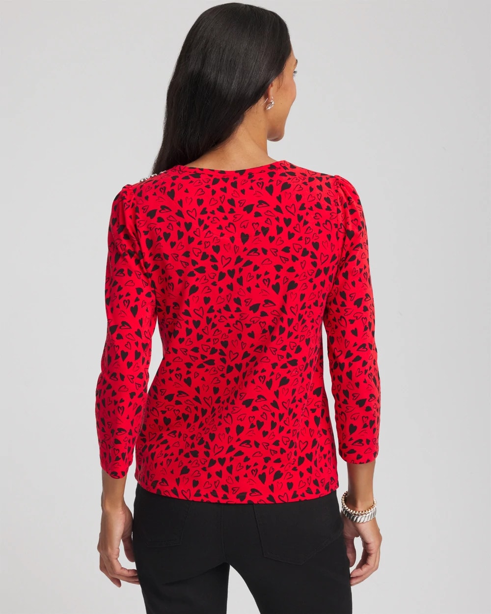 Chico's - Lover Girl Button Heart Tee