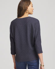 Chico's - Textured Denim-Motif Tapered-Hem Top