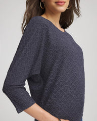 Chico's - Textured Denim-Motif Tapered-Hem Top