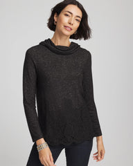 Chico's - Lace Hem Cowlneck Top