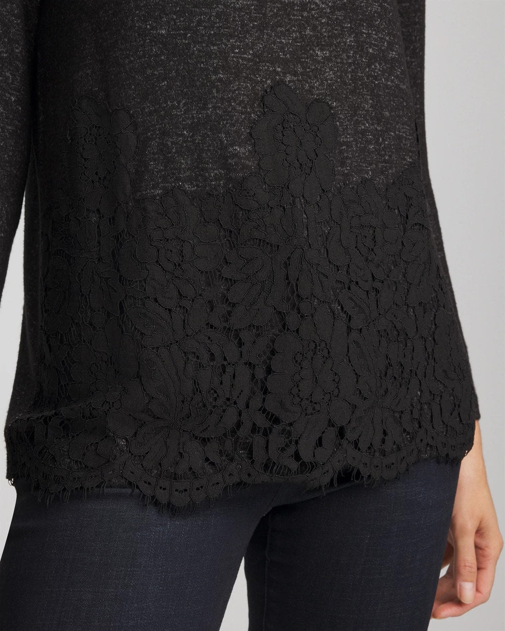 Chico's - Lace Hem Cowlneck Top