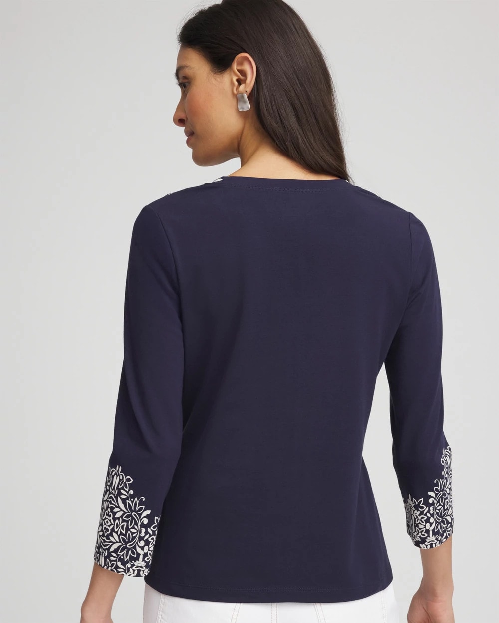 Chico's - Chic Scroll 3/4 Sleeve Perfect Tee