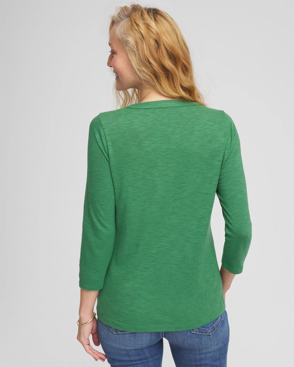 Chico's - Slub Splitneck Button Tee
