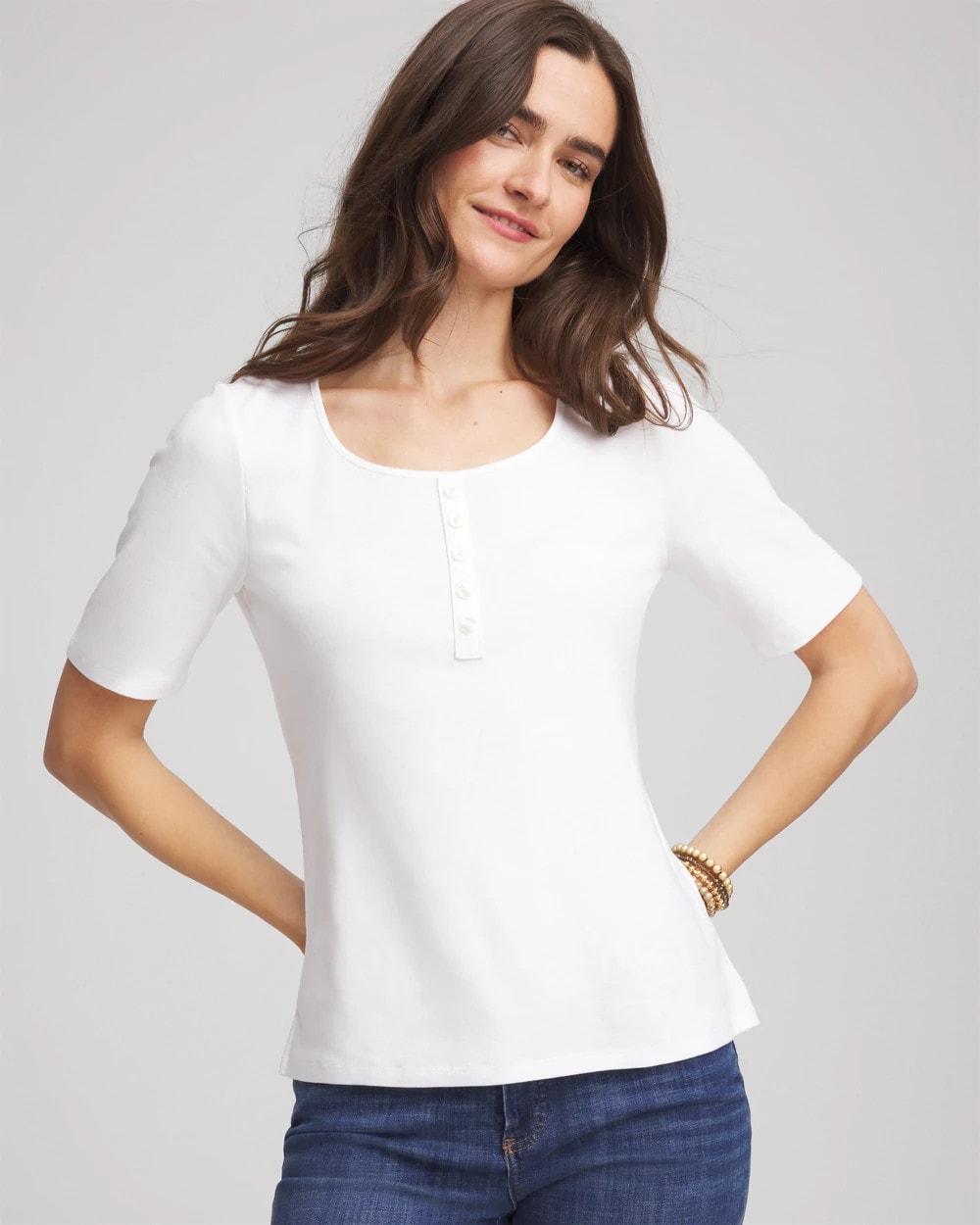 Chico's - Pima Cotton Henley Tee