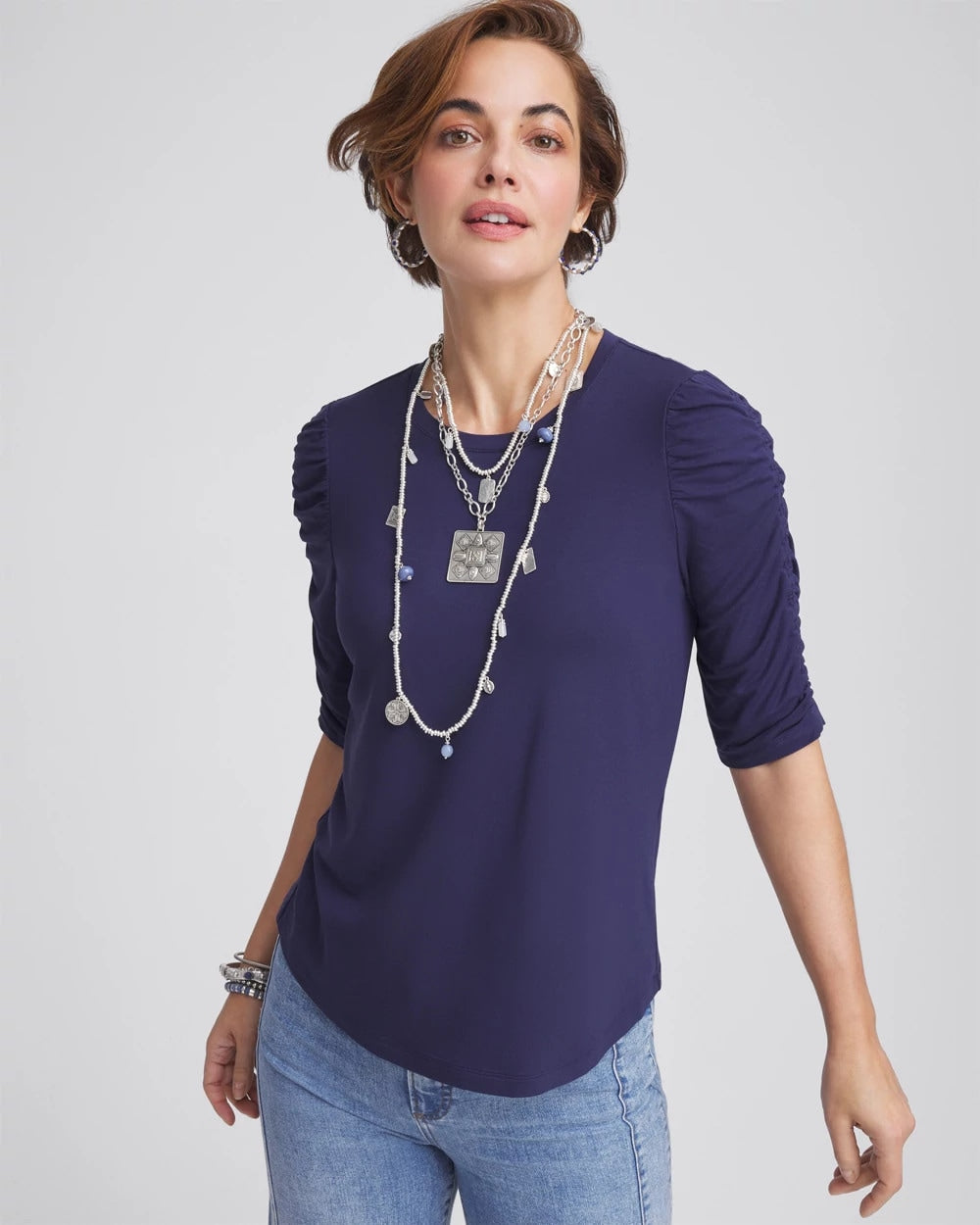 Chico's - Ruched Sleeve Knit Tee