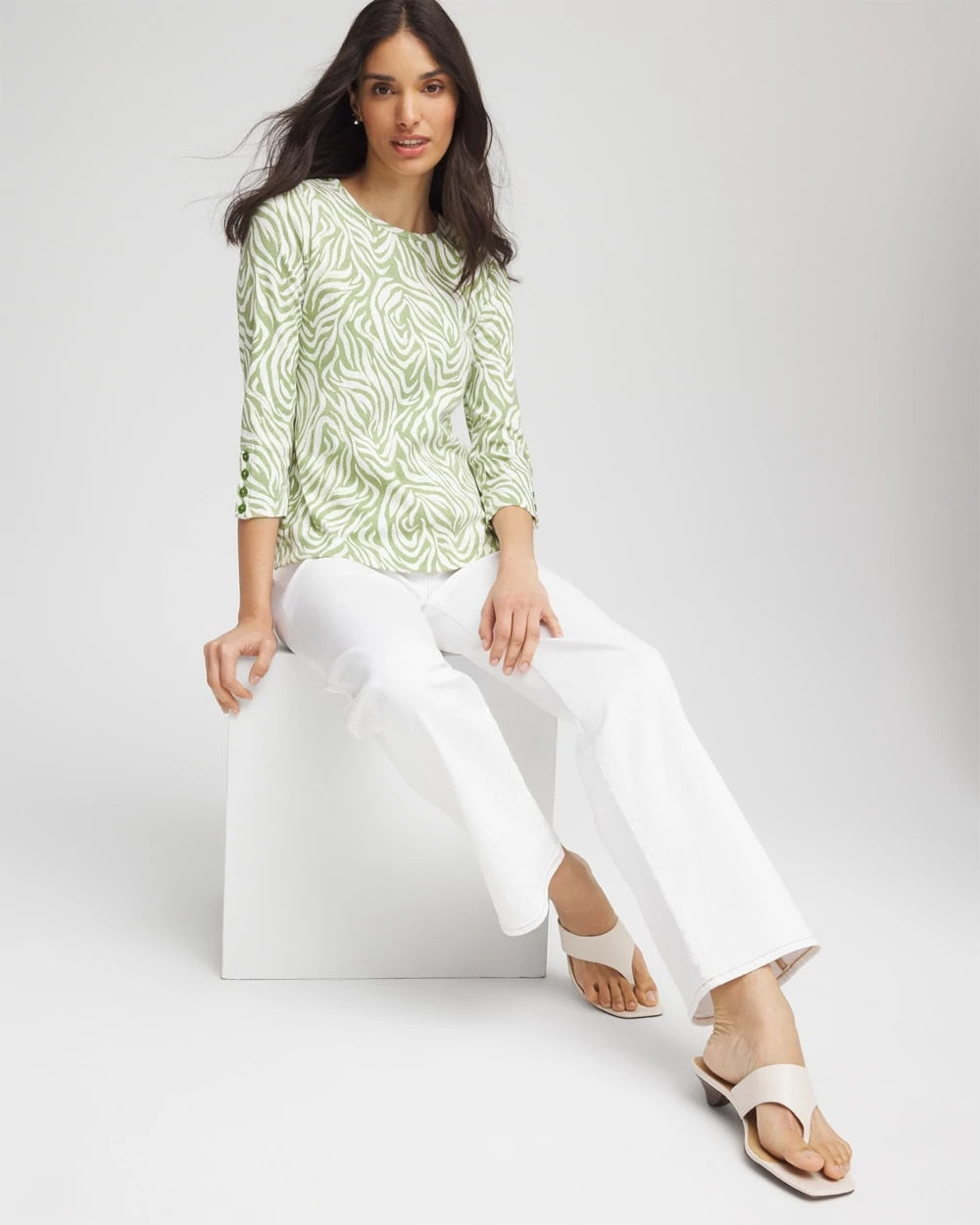 Chico's - Pima Button Sleeve Tee