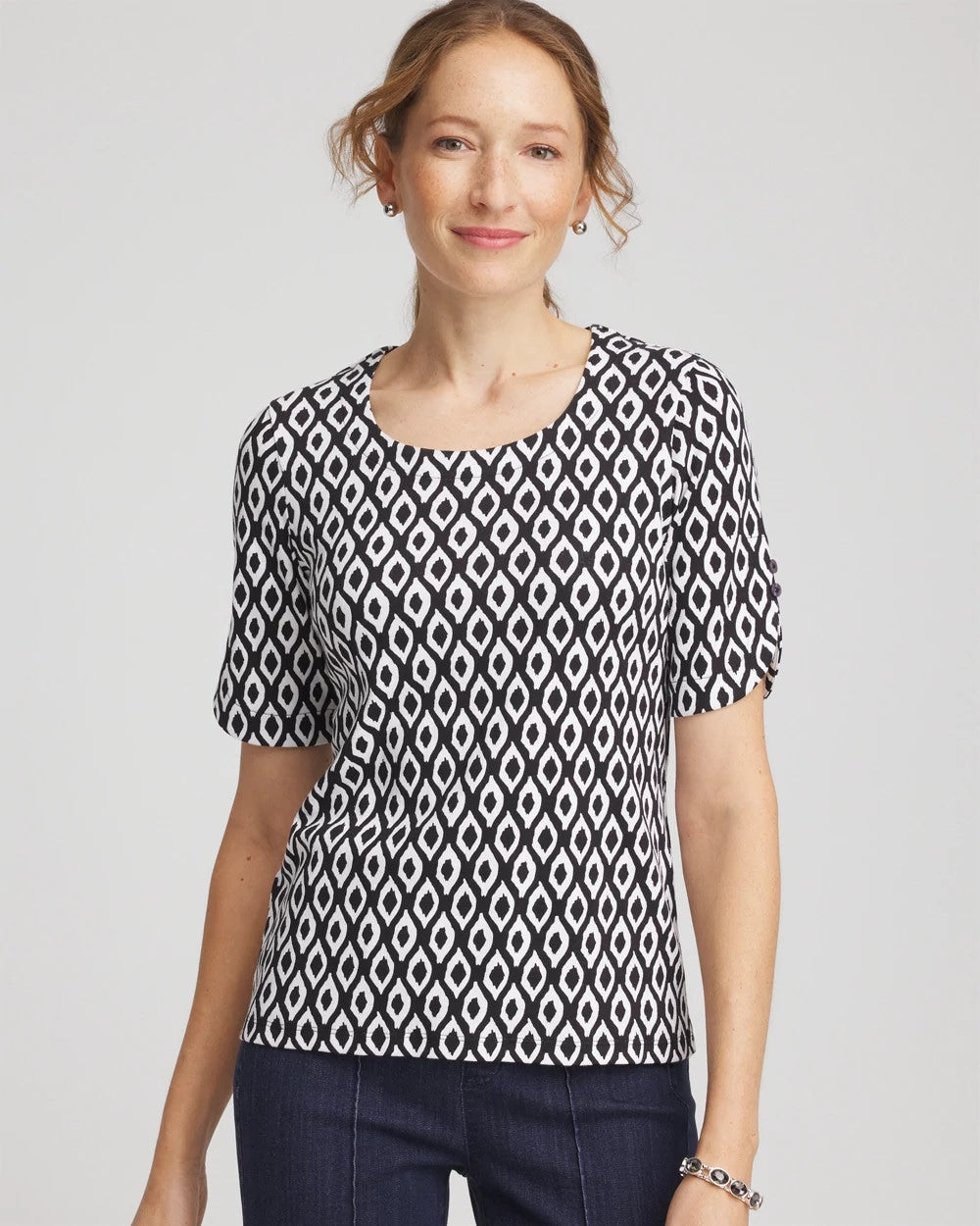 Chico's - Printed Pima Elbow Sleeve Tee