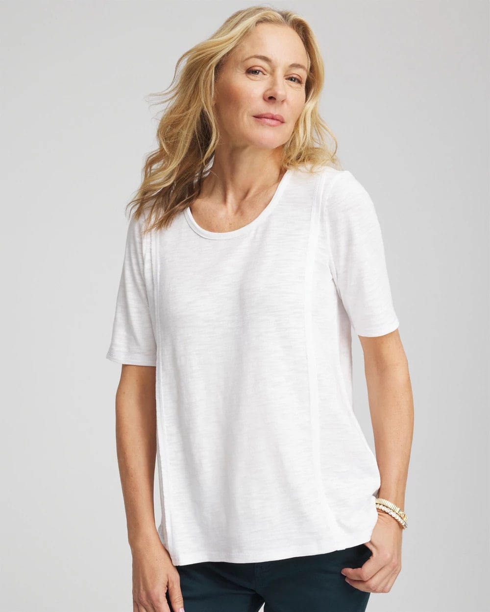 Chico's - Slub Paneled Elbow Tee